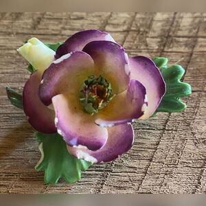 Vintage Cara Brooch Pin Women’s Bone China Purple Flower 2” Grandmacore